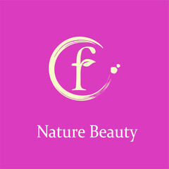  Initial Letter f with Leaf and Circle Brush Splash for Feminine Nature Beauty Spa Aesthetic Salon, farmer, plantation Business Logo Idea