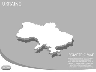white isometric map of Ukraine elements gray background for concept map easy to edit and customize. eps 10