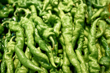 Green pepers pattern texture background.