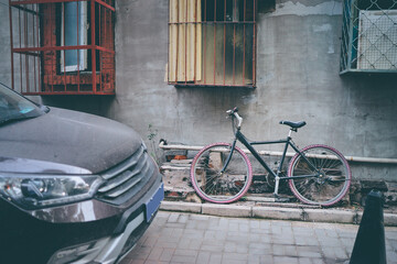 Fototapeta na wymiar Bicycle on Beijing city street.
