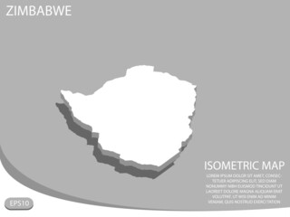 white isometric map of Zimbabwe elements gray background for concept map easy to edit and customize. eps 10 - obrazy, fototapety, plakaty