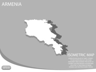 Fototapeta premium white isometric map of Armenia elements gray background for concept map easy to edit and customize. eps 10