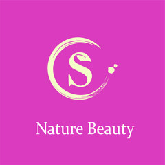  Initial Letter s with Leaf and Circle Brush Splash for Feminine Nature Beauty Spa Aesthetic Salon, farmer, plantation Business Logo Idea