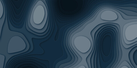 Papercut multi layers 3D dark blue gray color texture vector background.  Abstract modern geometric shape multi layer 3d papercut luxury background with multi color elements, topography map concept.