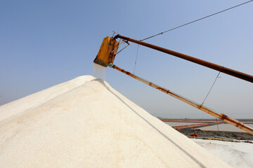 Piles of salt in a salt field, North China