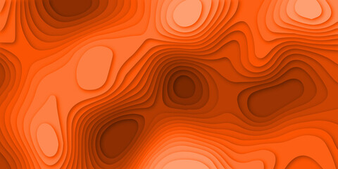 Papercut multi layers 3D orange color texture vector background.  Abstract modern geometric shape multi layer 3d papercut luxury background with multi color elements, topography map concept.