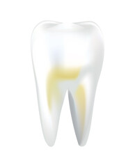 Illnessed human tooth. Dental medical vector icon. Need dental care for stained teeth or tooth caries. Oral teeth restoration