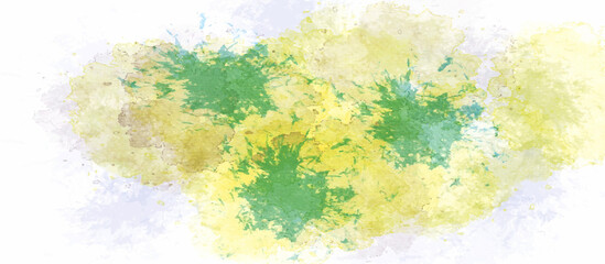 Abstract watercolor hand painted background. abstract watercolor summer blob | Creative yellow and greenery color illustration with blots on white background