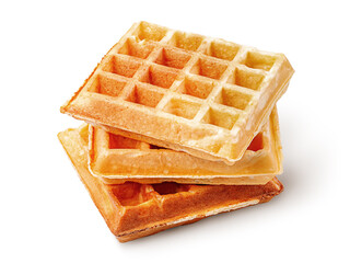 Three crispy fried french waffles isolated on white