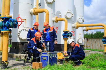 Maintenance of the gas pipeline. A specialist checks the gas pipeline.