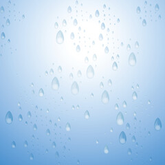 Water drops isolated on blue background. For web site, poster, placard and wallpaper. Creative modern concept, vector illustration  