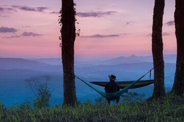 evening time view at the top of Phusuansai national park 1408 msl, Loei province, Thailand