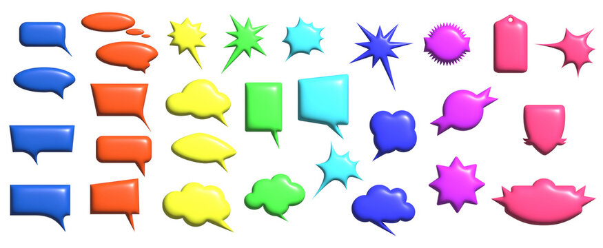 Set of speech bubbles. Blank retro empty comic bubbles. Comic book graphic art speech clouds, thinking bubbles and conversation text elements illustration set.   Blank cartoon discussion illustration