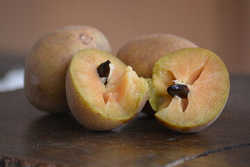 Manilkara zapota, commonly known as sapodilla, sapota, chikoo, chico, naseberry, or nispero, Sawo...