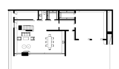 modern house architecture concept drawing vector 3d illustration