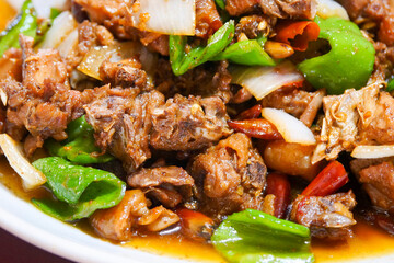 Fried chicken with traditional green pepper