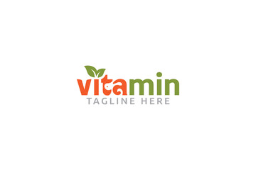 vitamin or nutrition pet logo. A typography logo with a combination of text, leaf, and puppy or dog.