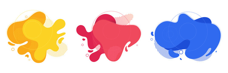 Set of abstract liquid shape graphic elements. Colorful gradient fluid design. Template for presentation, logo, banner. Illustration.
