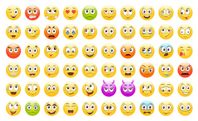 Set of Emoticons. Emoji. Smile icons. Isolated illustration on white background