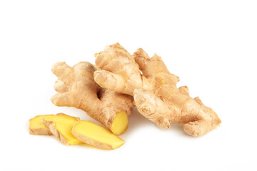 Fresh ginger isolated on a white background