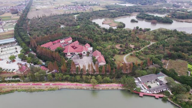 aerial view of ningbo yuyao hemudu historic site
