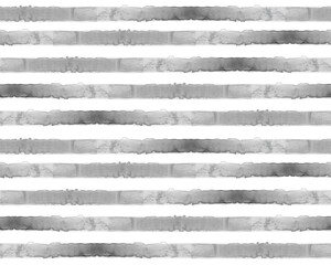 Gray stripes watercolor pattern, seamless pattern as grey hand drawn horizontal paint wash lines in stylish art moderne, contemporary and scandinavian design styles