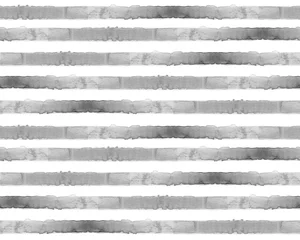 Tapeten Graue Streifen Aquarellmuster, nahtloses Muster als graue handgezeichnete horizontale Farbwaschlinien in stilvollen modernen, zeitgenössischen und skandinavischen Designstilen © S E P A R I S A
