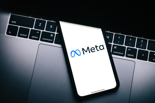 Meta logo on the smartphone screen. Rostov-on-Don, Russia. 15 November 2021 