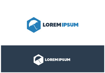 Blue Umbrella hexagon logo vector