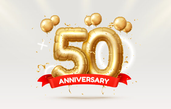50 years anniversary of the person birthday, balloons in the form of numbers of the year. Vector