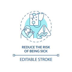 Reduce risk of being sick blue concept icon. Annual checkup abstract idea thin line illustration. Regular examination and testing. Healthcare. Vector isolated outline color drawing. Editable stroke