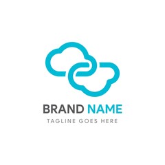 interlocking cloud chain logo suitable for data business or internet and computer