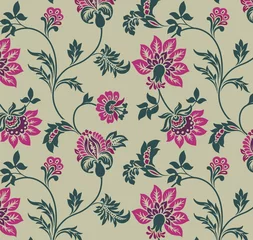 Fotobehang Tropische Bladeren Colorful wedding card design, paisley floral pattern , India   © SIRIUS*