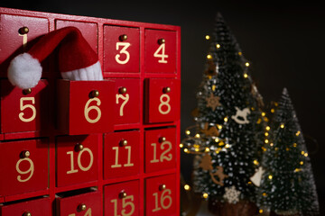 Red Advent calendar 6th december Saint Nicholas Day - obrazy, fototapety, plakaty