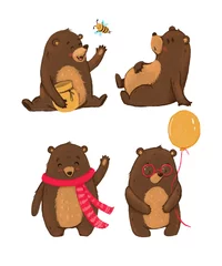 Tissu par mètre Singe Set of cartoon cute teddy bears with accessories. Collection of bears