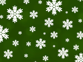 Green background with snow flakes