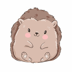 Hand Drawn cute hedgehog Cartoon character vector illustration childish design print and poster