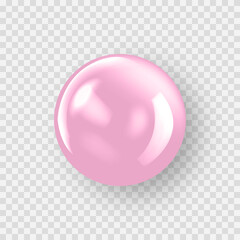 Pearl vector on white background. Pink pearl.