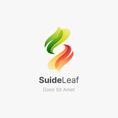 Colorful letter s with smooth gradient leaf logo