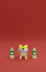 かわいい虎の人形の年賀状素材