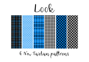 Set colorful tartan seamless patterns
