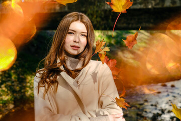 Charming woman standing on street
