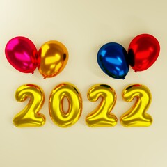 Naklejka na ściany i meble 3d render new year balloon