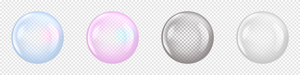 Fototapeta na wymiar Transparent Glass Sphere set. Vector illustration EPS 10.