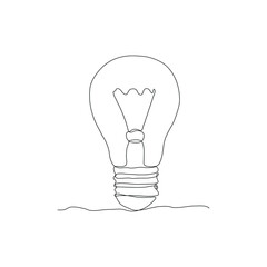 One single line drawing of lamp bulb isolated on white background. Beautiful hand-drawn design vector illustration for posters, wall art, tote bag, mobile case, t-shirt print. 