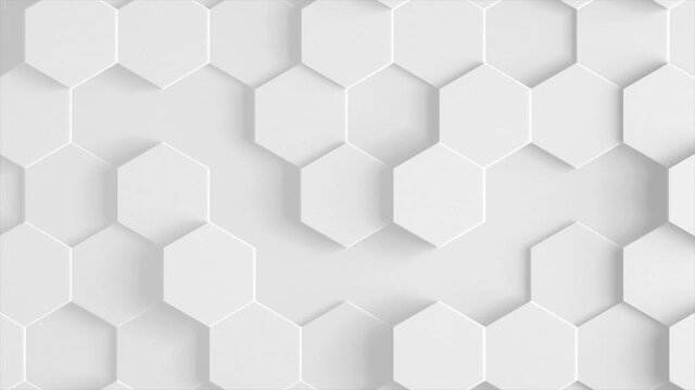 Moving hexagonal grid wall with shadows. Loop 4K 3D Animation.