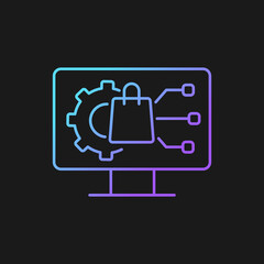 Obraz premium Digital product management gradient vector icon for dark theme. Product life cycle development. Testing effectiveness. Thin line color symbol. Modern style pictogram. Vector isolated outline drawing