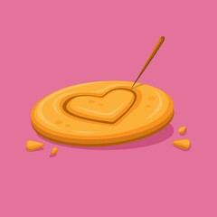 Dalgona cookie, korean sponge candy. cookie challenge cutter games illustration cartoon vector