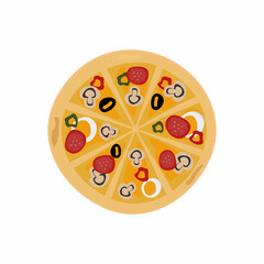 Vegetarian vegetable pizza illustration