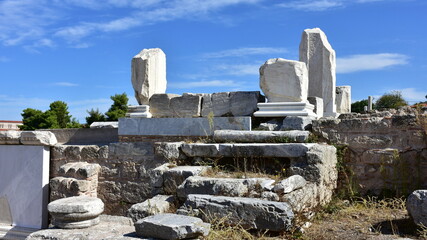 ruins at the archaeological site of Corinth in Greece